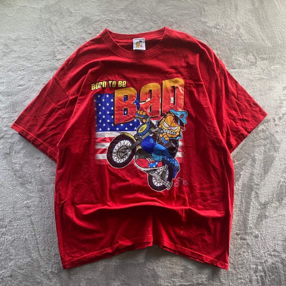Garfield Born To Be Bad Vintage Red Graphic T-Shirt Mens XL USA Made Paws Inc